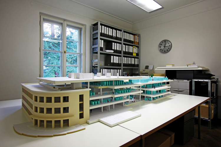 Modell des Bibliothekszentrums