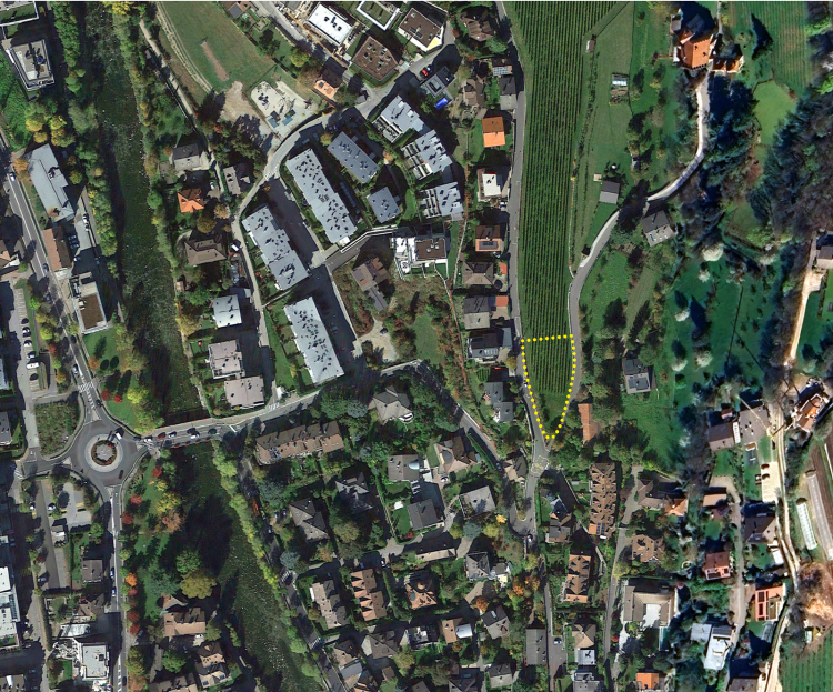 Beste Lage in Brixen Kranebitt: Am „Guglereck“, hier eingezeichnet, will sich Hotelier Erich Falkensteiner ein Anwesen bauen lassen. Im Gegenzug überlässt er dem Priesterseminar, dem der Weinberg gehört, freie Kubatur.