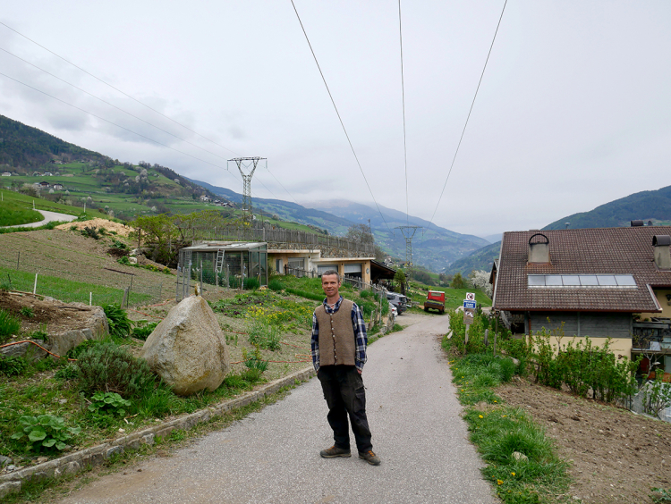 Der Gemüsebauer und die Stromleitungen: Harald Gasser vom Aspingerhof in Barbian. 
