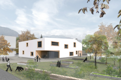 Rendering des neuen Kindergartens in Schluderns
