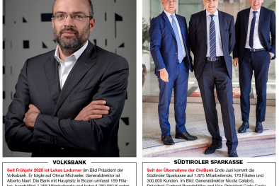 Bild links: Lukas Ladurner  Bild rechts: Nicola Calabrò, Gerhard Brandstätter undCarlo Costa 