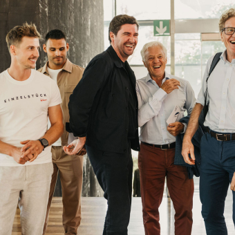 Die Rodel-Olympiasieger Simon Kainzwaldner und Emanuel Rieder, Viktor Matic und die Brüder Vinicio und Roberto Biasi.